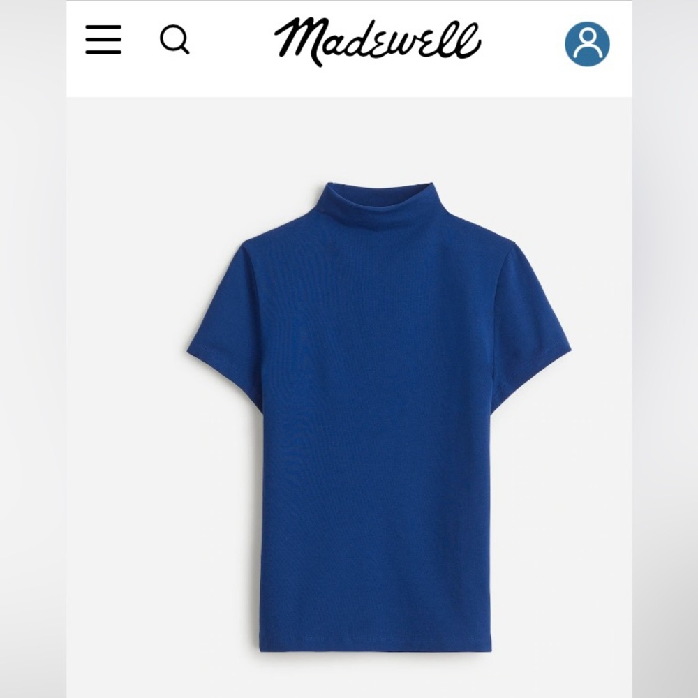 Madewell Short-Sleeve Mockneck Tee, NWT, XL, Blue